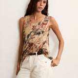 PRISCA | Top estampado drapeado
