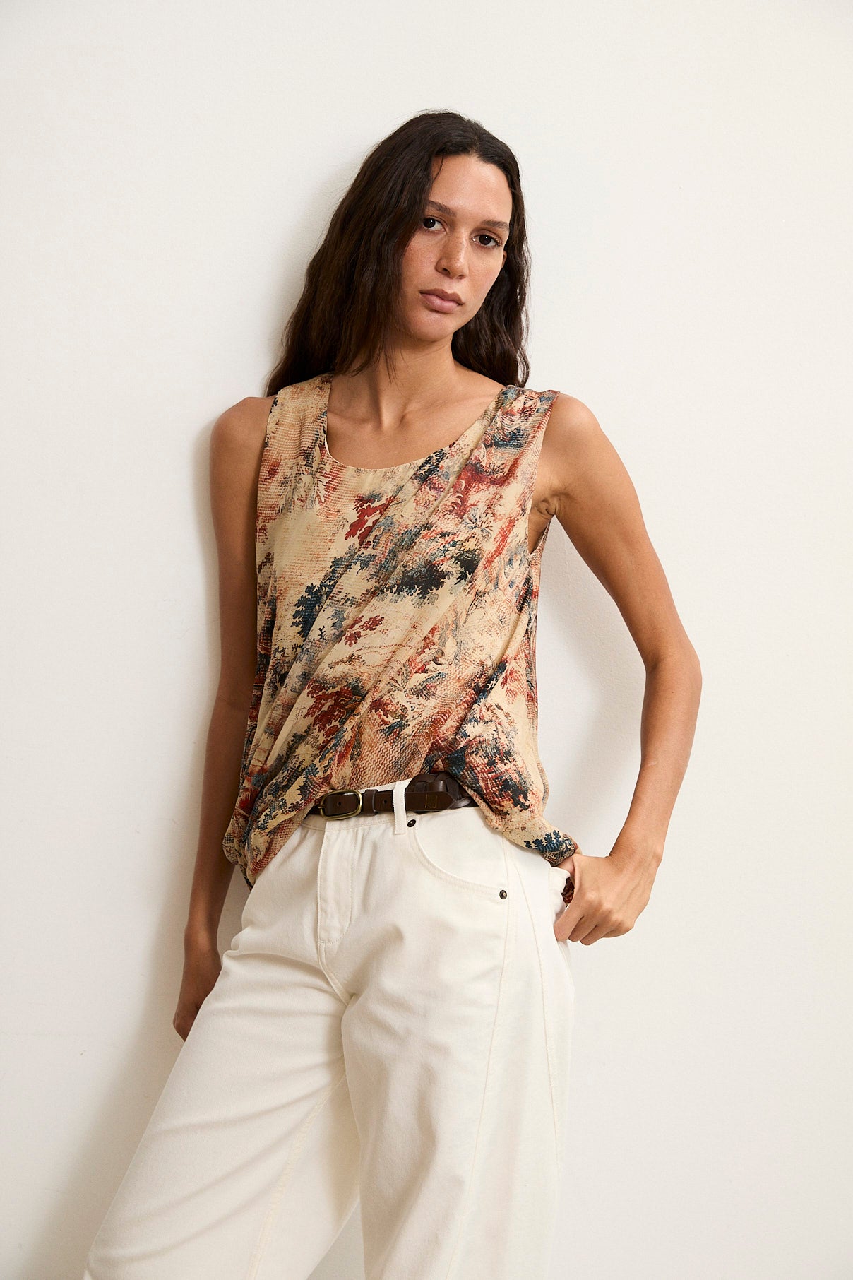 PRISCA | Top estampado drapeado