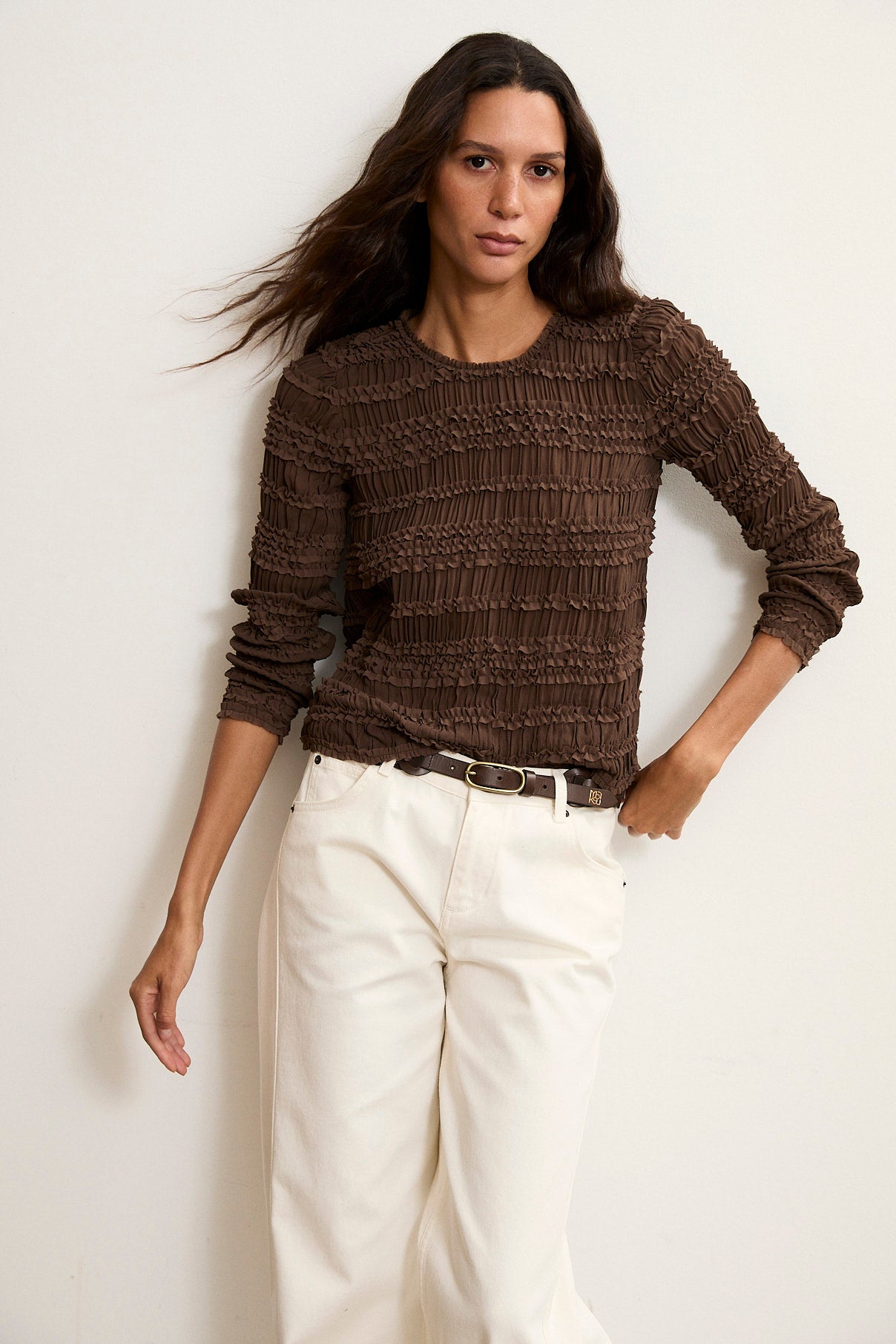GALATEA | Pantalón Denim Blanco de algodón 100% de pierna ancha