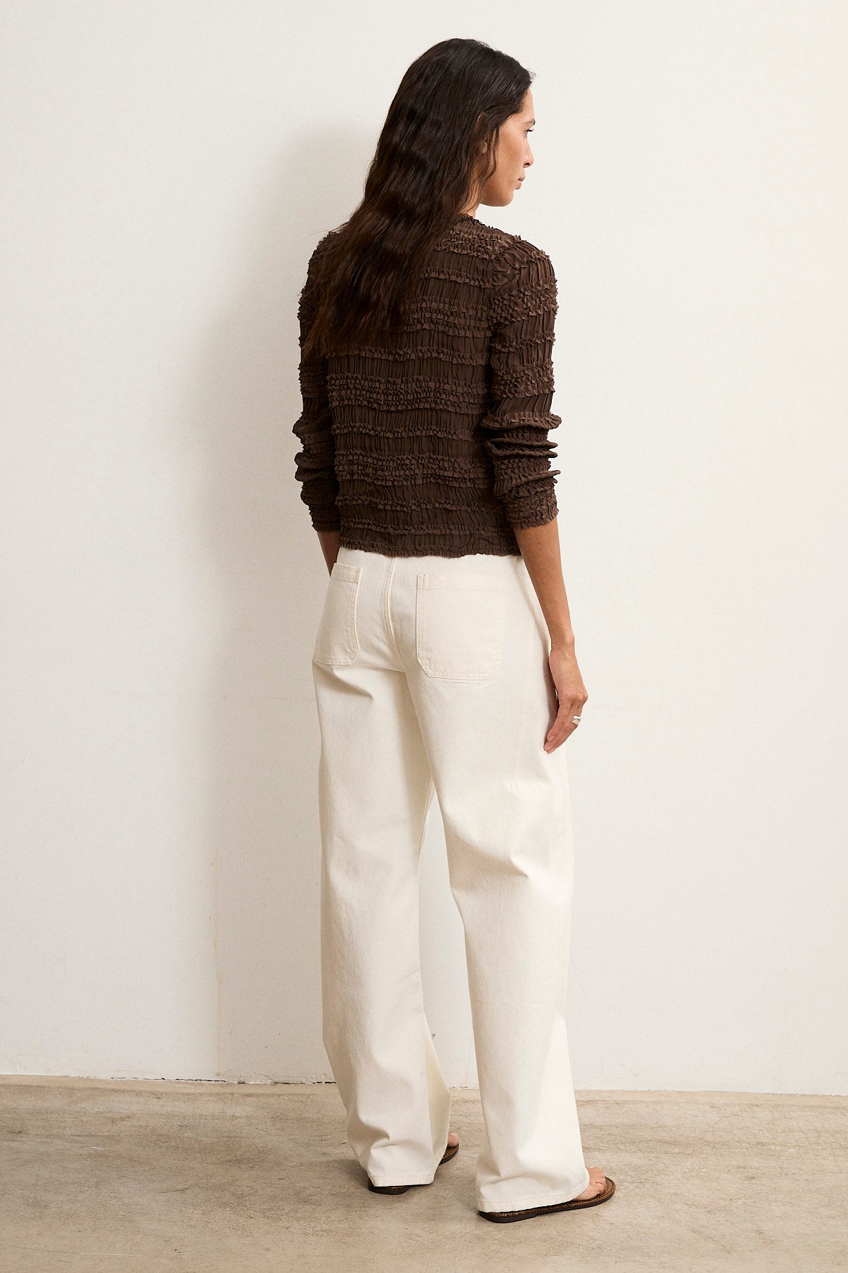 GALATEA | Pantalón Denim Blanco de algodón 100% de pierna ancha