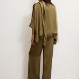 TIRSO | Soft Khaki Draped Blouse