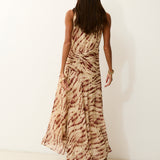 CAROLINA | Beige and Red Italian Fabric Dress