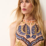 CHELSEA | Vestido bordado a mano con escote halter