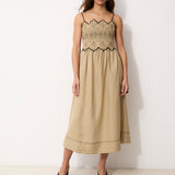 JUNA | 100% Linen Ecru Midi Dress