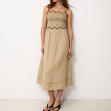 JUNA | 100% Linen Ecru Midi Dress