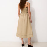 JUNA | 100% Linen Ecru Midi Dress