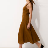 CAVERNI | Camel Dress in 100% Italian Linen