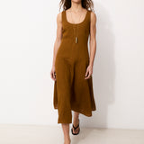 CAVERNI | Camel Dress in 100% Italian Linen
