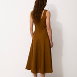 CAVERNI | Camel Dress in 100% Italian Linen