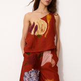 JUNA | 100% Linen Top with Artisanal Fabric