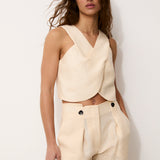 INDIANA | Ecru 100% Linen Top