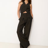 INDIANA | Black 100% Linen Top