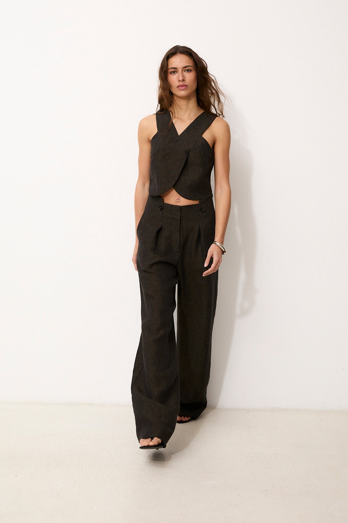ROMINA | Black 100% Linen Trousers