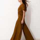 CAVERNI | 100% linen camel trousers