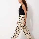 ESHANA | Ecru Ink Spot Print Trousers