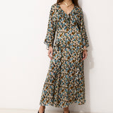SEARLINES | Vestido Largo de Seda Estampada con Volantes