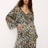 SEARLINES | Vestido Largo de Seda Estampada con Volantes