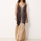 HELEN | Vestido midi bordado a mano en algodón con lazo removible