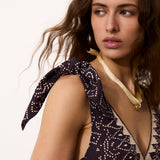 HELEN | Vestido midi bordado a mano en algodón con lazo removible