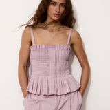 ODETTE | Pleated Cotton Top in Lavender