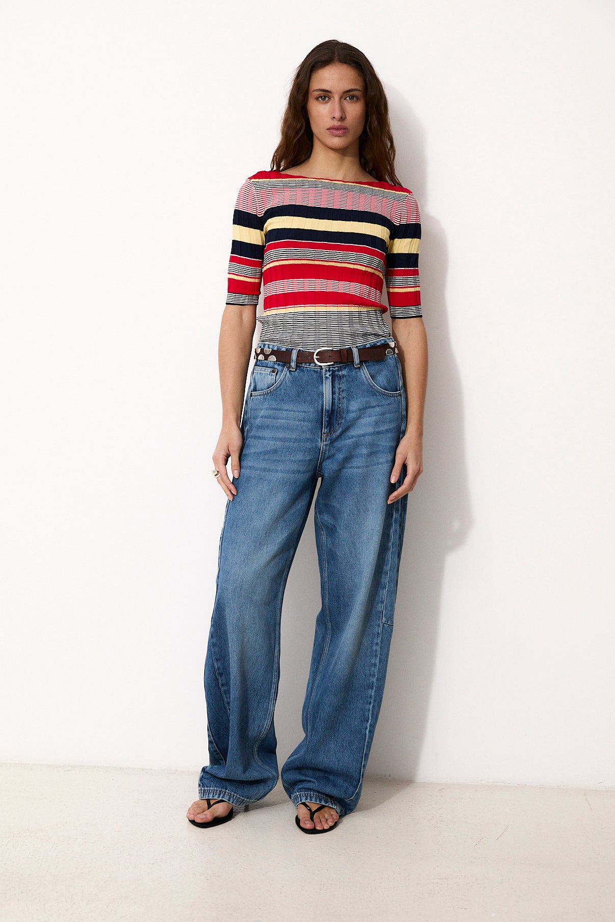 CECILIA | Striped Knit Top with Multicolor Design