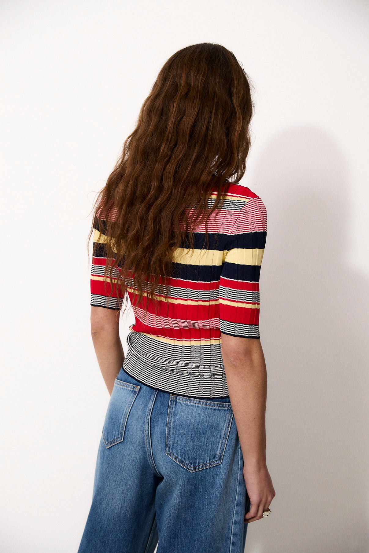 CECILIA | Striped Knit Top with Multicolor Design