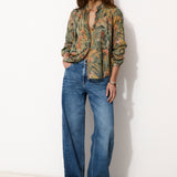 LINETTE | 100% Linen Blouse in Italian Botanical Fabric