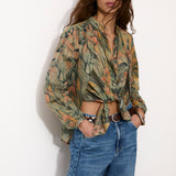 LINETTE | 100% Linen Blouse in Italian Botanical Fabric