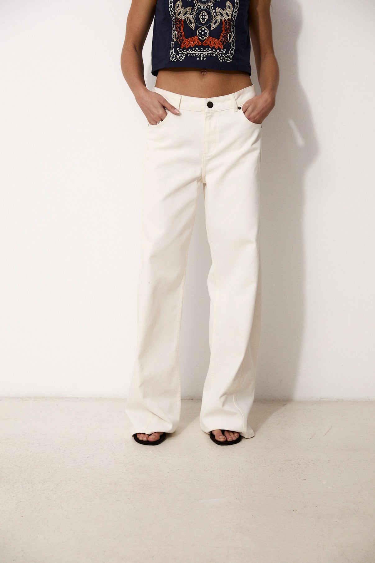 GALATEA | White Denim Trousers in 100% Cotton