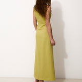 MASSIMA | Lime Viscose and Linen Long Dress