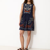 TIRSA | Navy 100% Cotton Short Dress