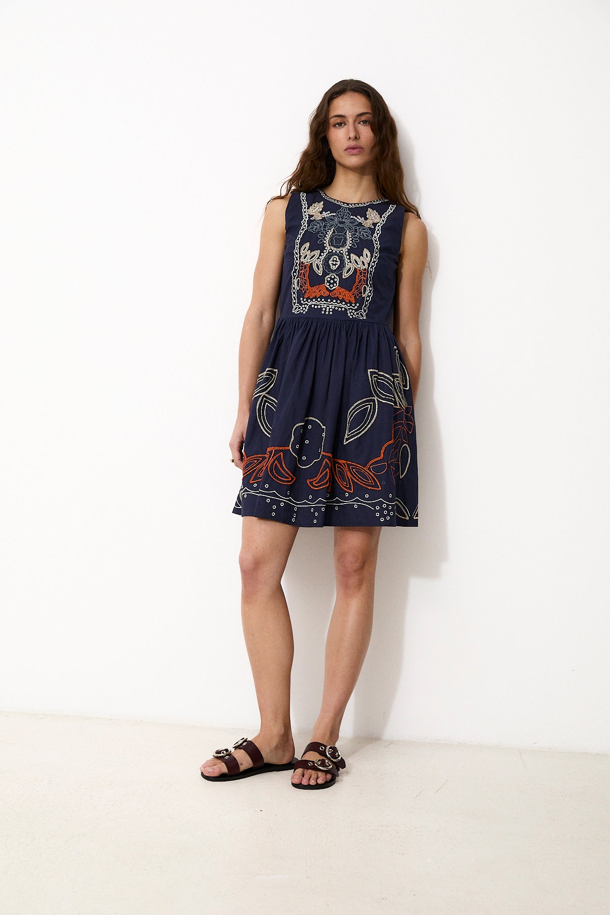 TIRSA | Navy 100% Cotton Short Dress
