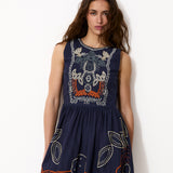 TIRSA | Navy 100% Cotton Short Dress