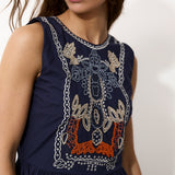 TIRSA | Navy 100% Cotton Short Dress