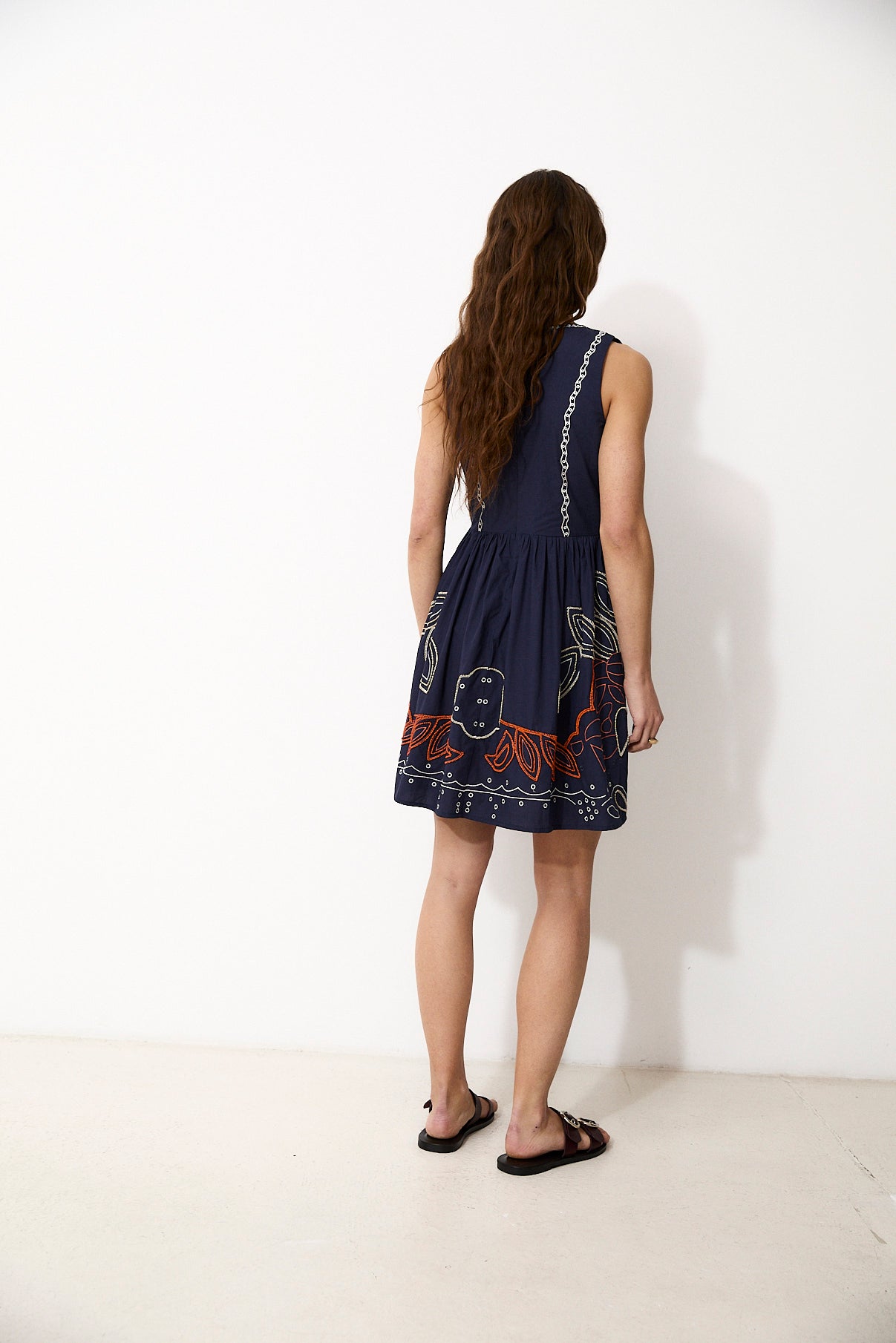 TIRSA | Navy 100% Cotton Short Dress