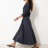 DARIA | Vestido midi de rayas azules y amarillas