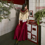 NATALIA | Claret Satin Midi Skirt