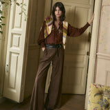 MOCHA | Dark Brown Suede Wide-Leg Trousers