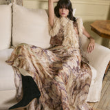 MARSIGLIA | Beige Multi Print Flared Skirt