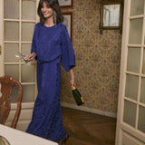 CICELEY | Indigo Jacquard Maxi Dress