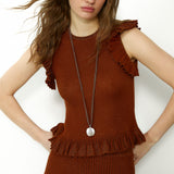 JOY | Brown Ribbed Knit Top
