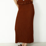 JOY | Brown Ribbed Knit Skirt
