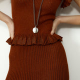 JOY | Brown Ribbed Knit Skirt