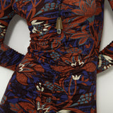 LUCY | Brown Printed Long Sleeve Midi Dress