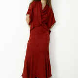 FLAVIANA | Rust Tonal Jacquard Dress