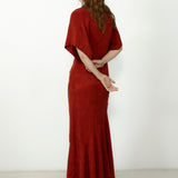 FLAVIANA | Rust Tonal Jacquard Dress