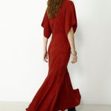 FLAVIANA | Rust Tonal Jacquard Dress