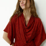 FLAVIANA | Rust Tonal Jacquard Dress