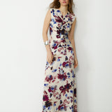 SAACHI | Purple Abstract Floral Maxi Dress