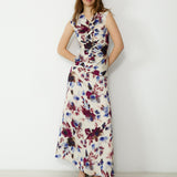SAACHI | Purple Abstract Floral Maxi Dress